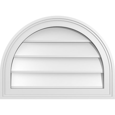 Ekena Millwork Round Top Surface Mount PVC Gable Vent w/ 2"W x 1-1/2"P Brickmould Frame, 22"W x 16"H GVPRT22X1602SN